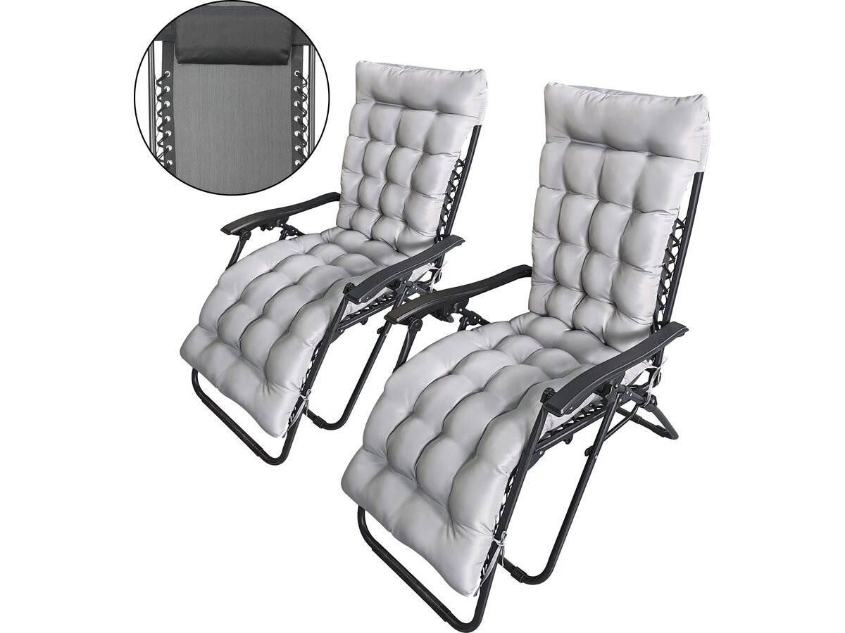 Habitat Et Jardin - Lot De 2 Fauteuils De Jardin Inclinable Zéro Gravité Avec Coussin Matelassé "sintra" - Noir -habitat Et Jardin