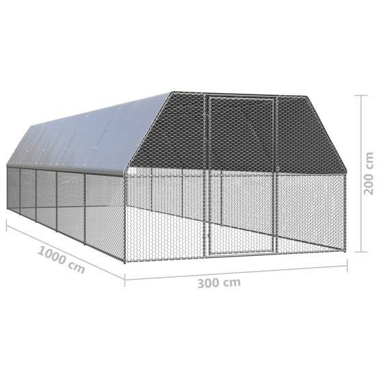Poulailler d'extérieur 3 x 10 x 2 m acier galvanisé toit en PE - Image 5