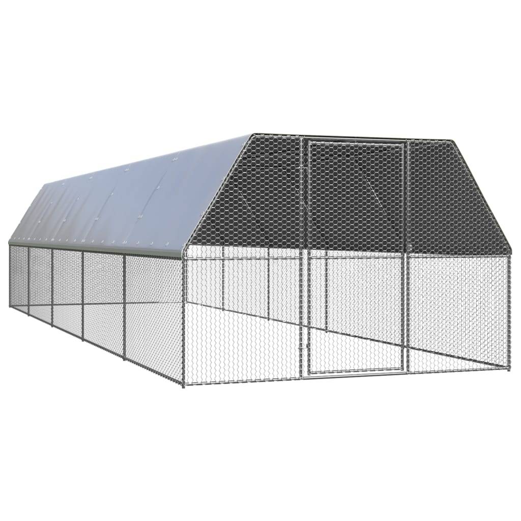 Poulailler d'extérieur 3 x 10 x 2 m acier galvanisé toit en PE - Image 1