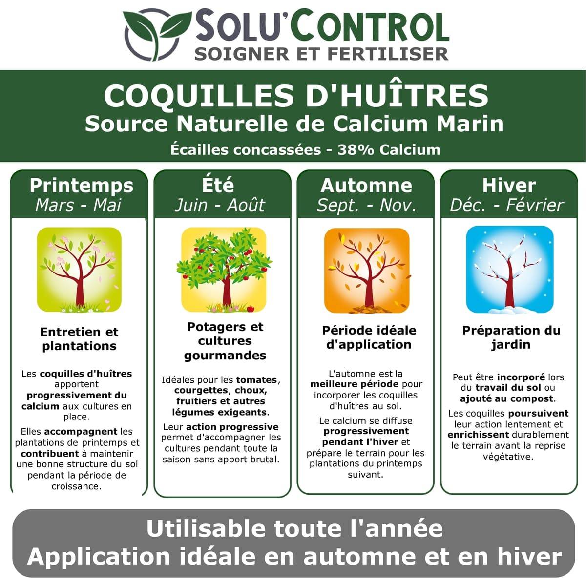 25 kg Écailles de Coquilles d'Huîtres Concassées 38% Calcium - SOLU'CONTROL - Calcium Marin - Image 3