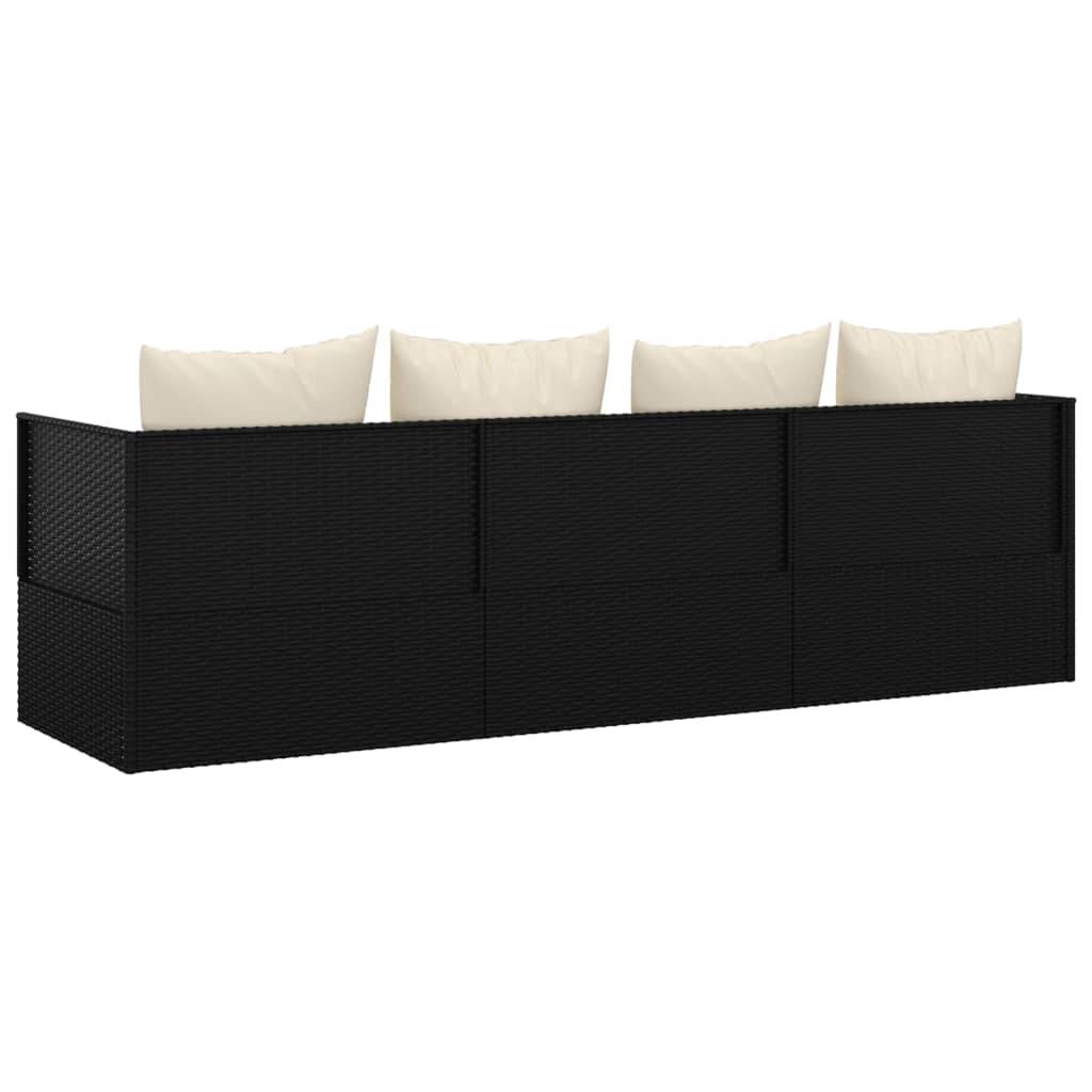 Helloshop26 - Lit de salon d'extérieur 203 x 58 x 56 cm avec coussins noir résine tressée - Imagen 4