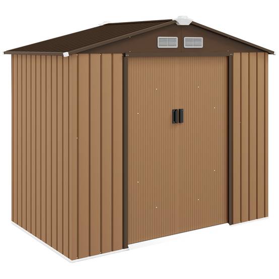 ComfortXL - Abri de jardin acier extérieur rangement outils portes coulissantes 213x130x185cm marron - ComfortXL Outdoor Living - Image 2