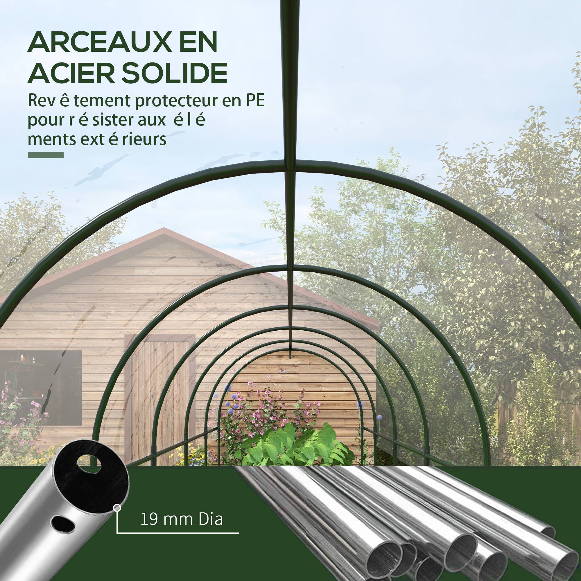 Serre tunnel à tomates acier pour potager croissance rapide 600x123x171cm transparent - ComfortXL Outdoor Living - Image 7