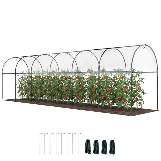 Serre tunnel à tomates acier pour potager croissance rapide 600x123x171cm transparent - ComfortXL Outdoor Living - Image 1