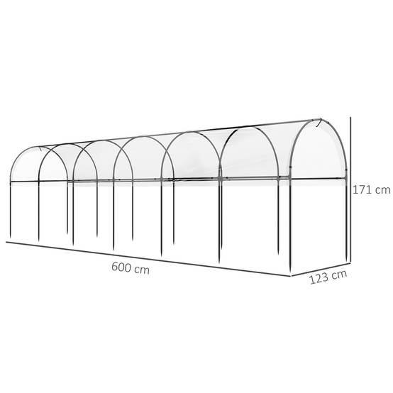 Serre tunnel à tomates acier pour potager croissance rapide 600x123x171cm transparent - ComfortXL Outdoor Living - Image 5