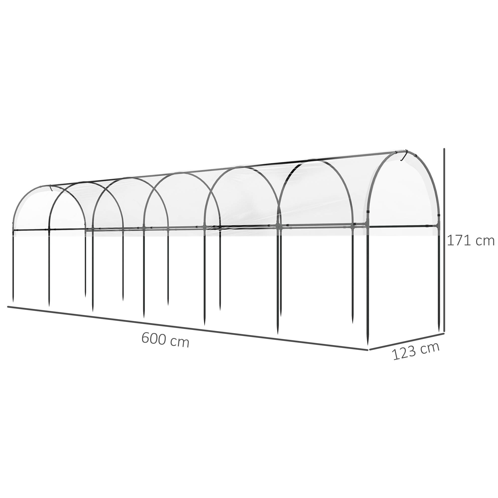 Serre tunnel à tomates acier pour potager croissance rapide 600x123x171cm transparent - ComfortXL Outdoor Living - Image 5