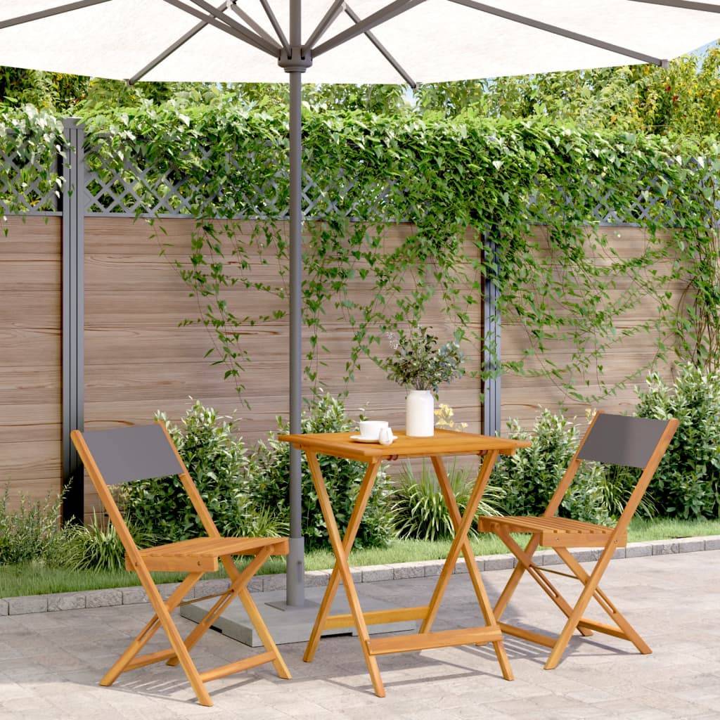 Maison Chic - Ensemble 3 pcs de bistro - Salon De Jardin - Mobilier extérieur anthracite tissu et bois massif MI478 - Image 2