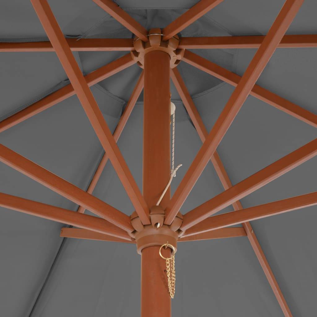 Helloshop26 - Parasol d'extérieur avec mât en bois 300 cm anthracite - Imagen 5