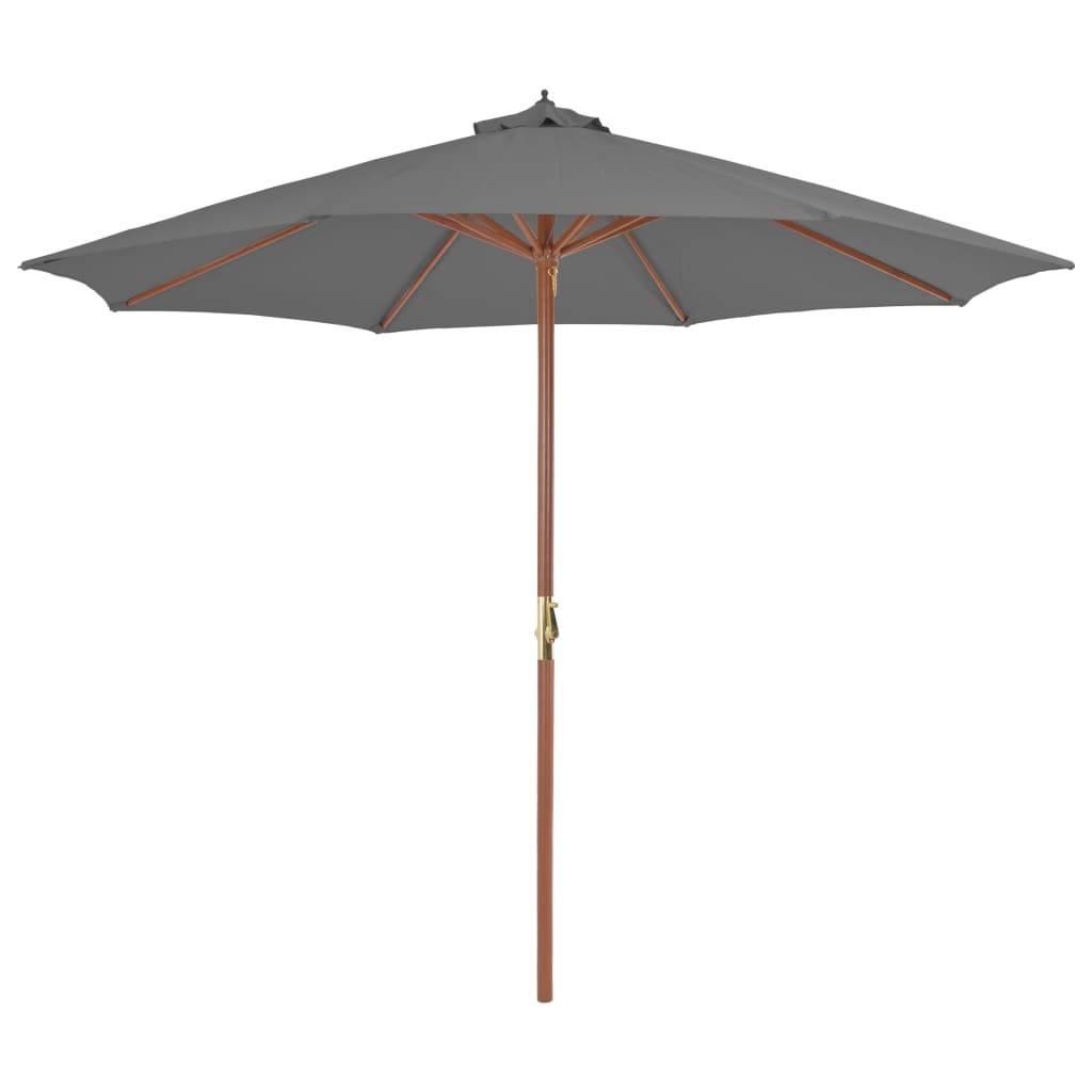 Helloshop26 - Parasol d'extérieur avec mât en bois 300 cm anthracite - Imagen 1