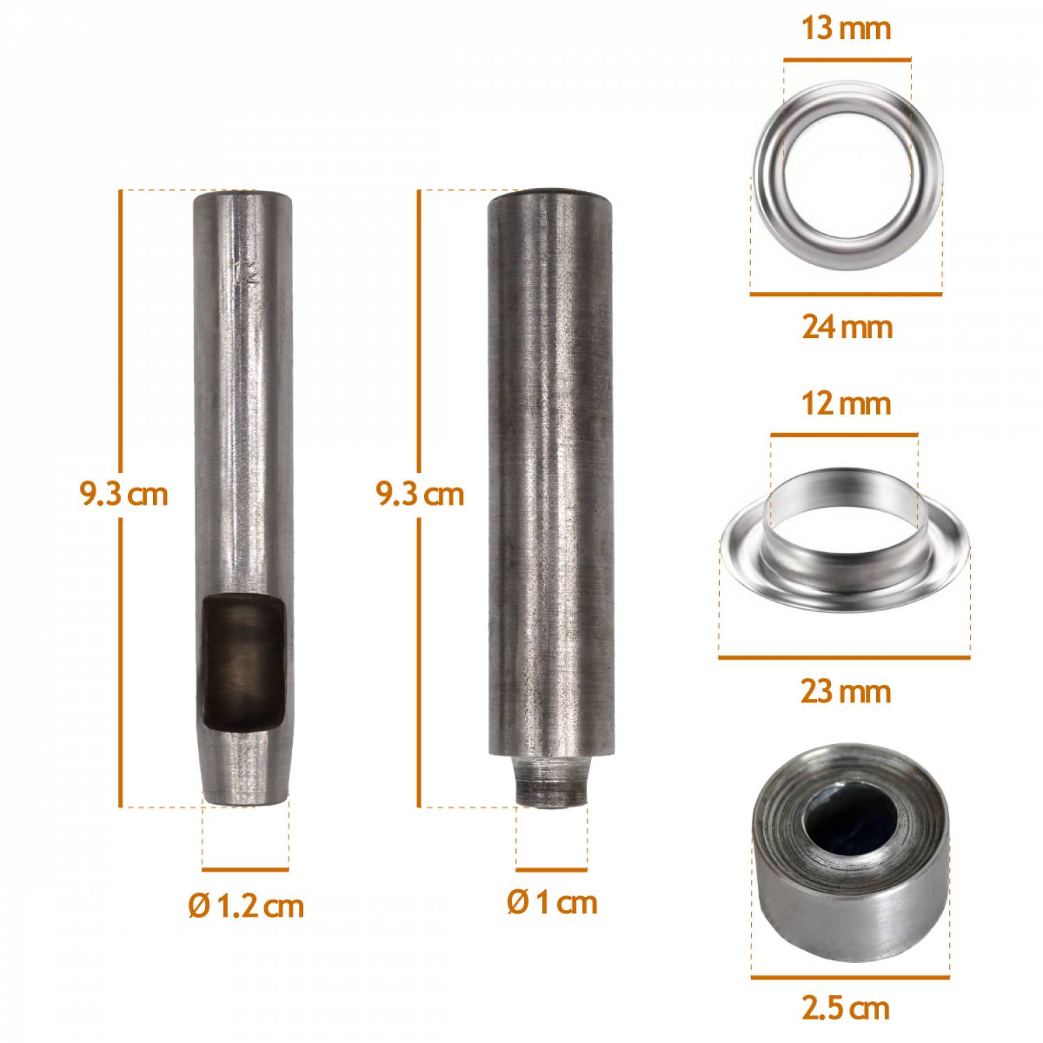 Linxor - Kit de 100 oeillets en métal avec set d'outils - Diam 12mm - Linxor - Imagen 2