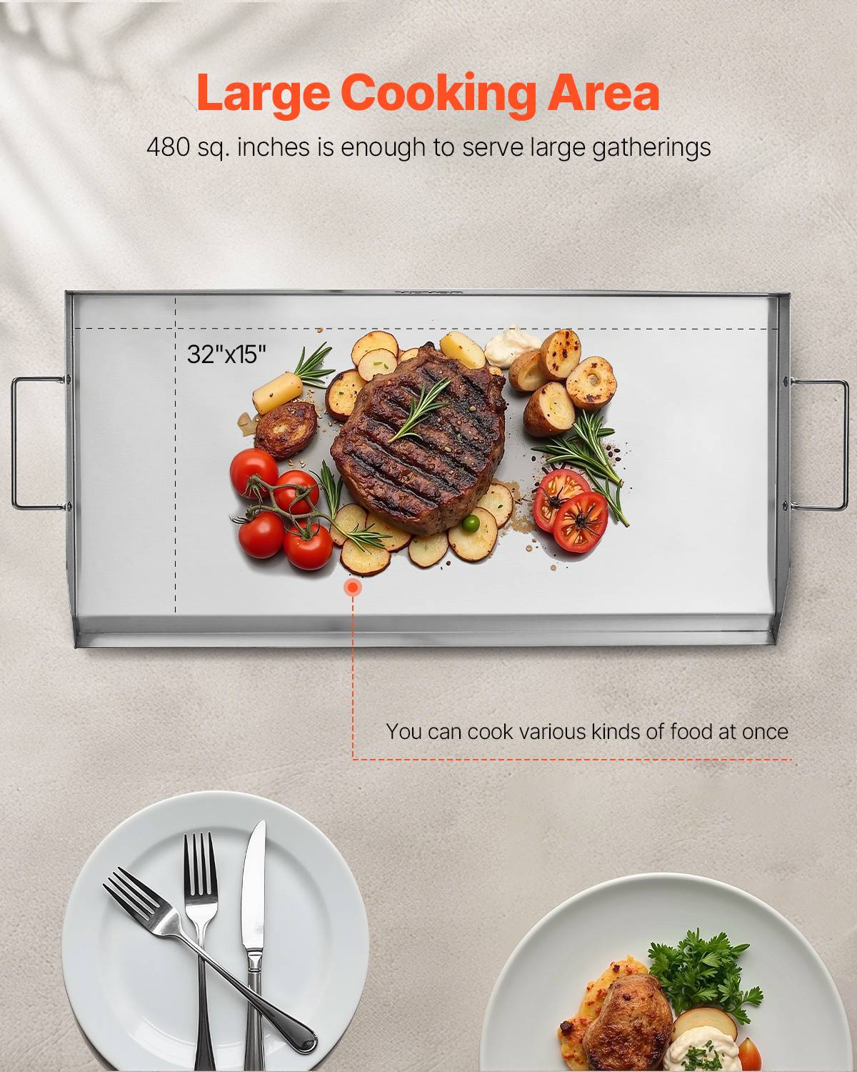 Vevor - VEVOR Plaque cuisson acier inox 809x370mm, rectangulaire, gaz. - Image 4