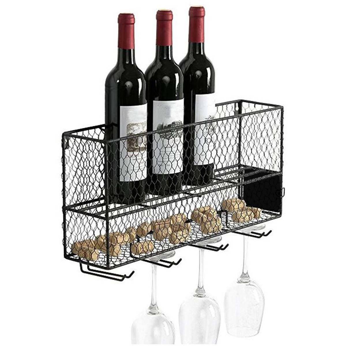 The Home Deco Factory - Mini bar à vin à suspendre en métal ajouré - Image 1