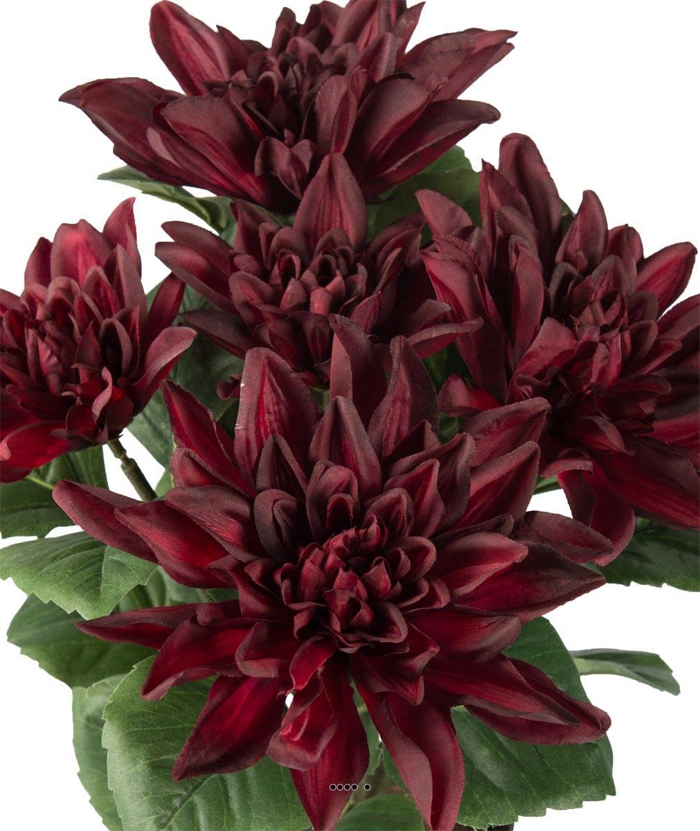 Artificielles - Dalhia commun artificiel en pot, 5 fleurs, H 30 cm Pourpre - couleur: Pourpre - Imagen 3