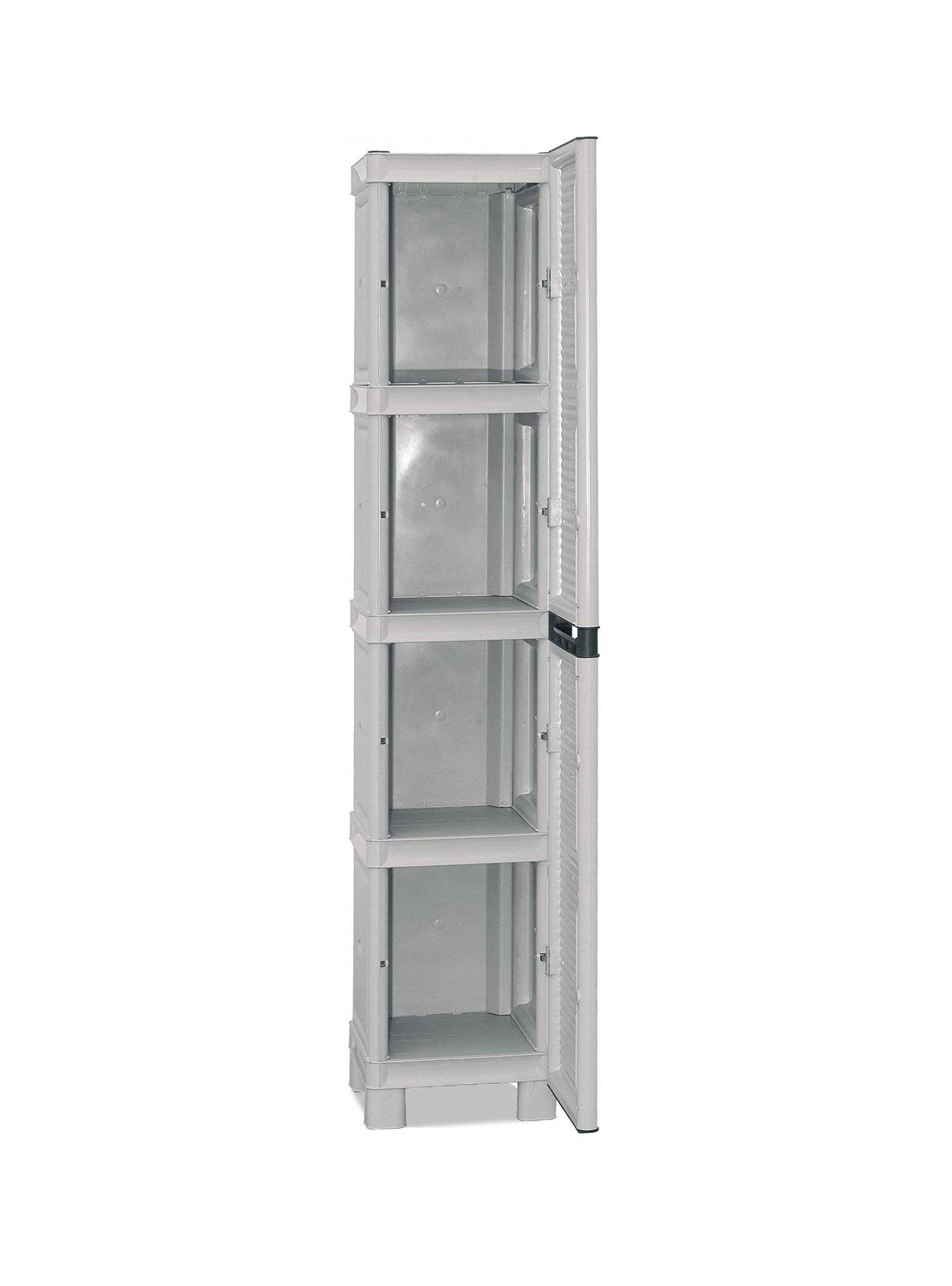 Dmora - Armoire d'extérieur Dbeghett, Armoire polyvalente, Armoire de buanderie, Armoire d'extérieur, 100% Made in Italy, Gris clair, 35x39h172 cm - Dmora - Imagen 5