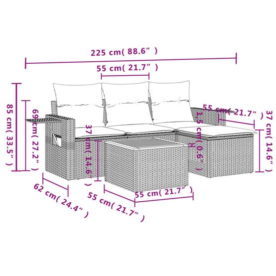 ComfortXL - Petit Salon de Jardin 4 Places Résine Tressée avec Repose-Pied et Table Basse pour Balcon Noir – ComfortXL Outdoor Living - Image 9