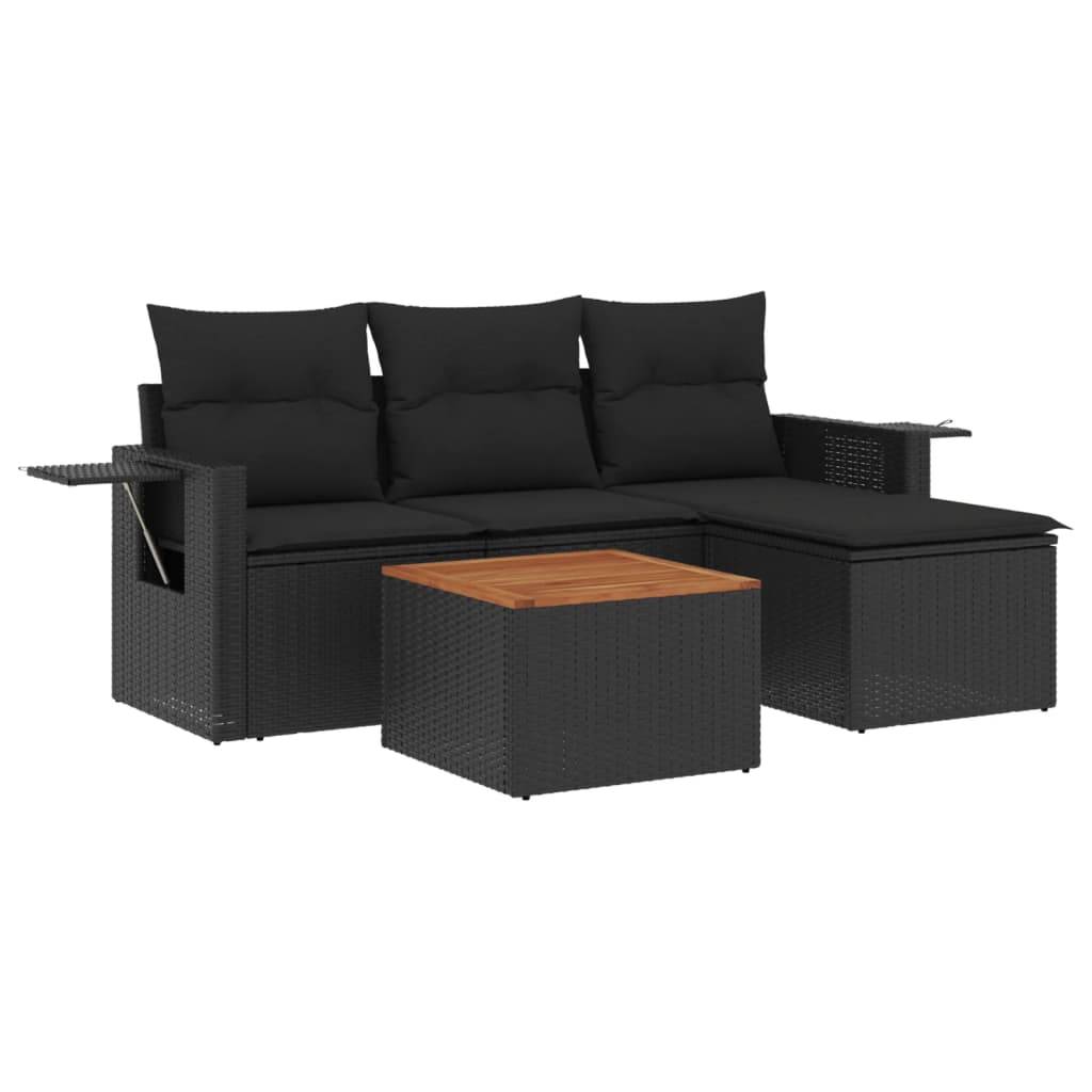 ComfortXL - Petit Salon de Jardin 4 Places Résine Tressée avec Repose-Pied et Table Basse pour Balcon Noir – ComfortXL Outdoor Living - Image 2