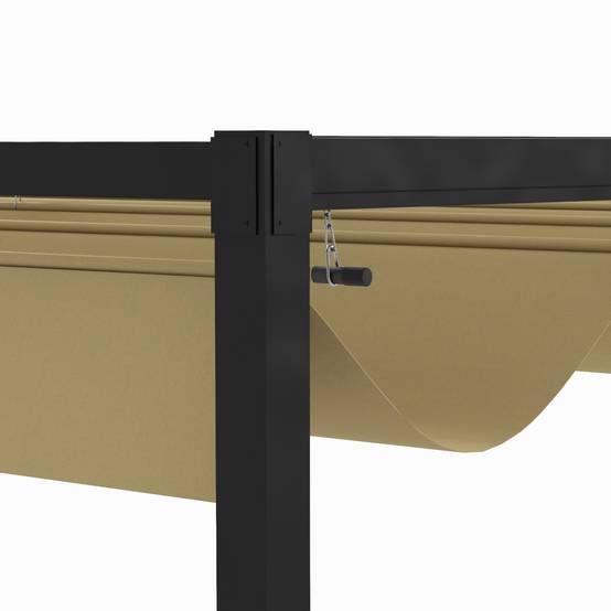 Pergola toit rétractable métal extérieur ombrage modulable 298x213cm kaki - ComfortXL Outdoor Living - Image 10