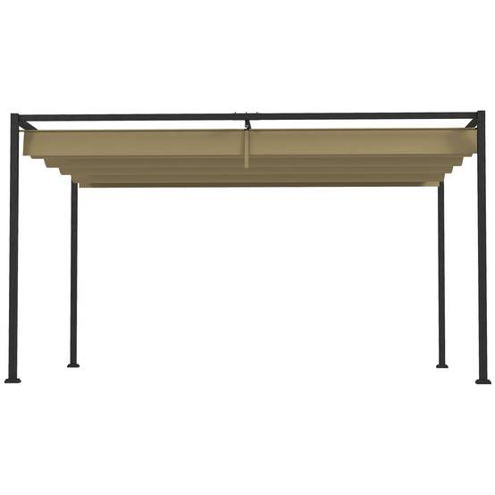 Pergola toit rétractable métal extérieur ombrage modulable 298x213cm kaki - ComfortXL Outdoor Living - Image 9
