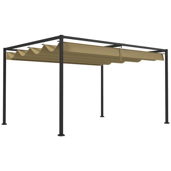 Pergola toit rétractable métal extérieur ombrage modulable 298x213cm kaki - ComfortXL Outdoor Living - Image 1