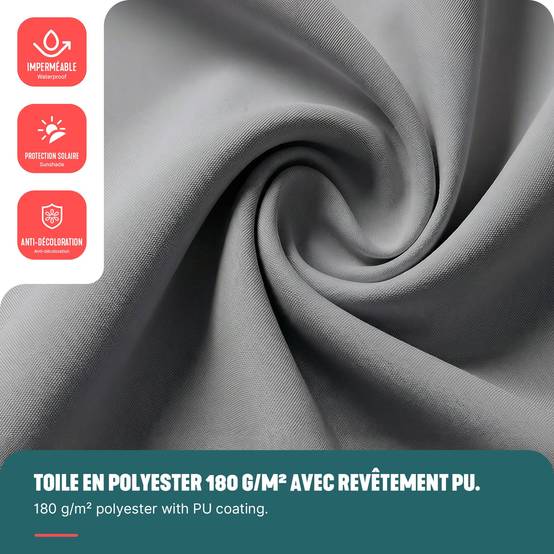 Store vertical sans percage extensible exterieur 150x310cm polyester gris - Image 4