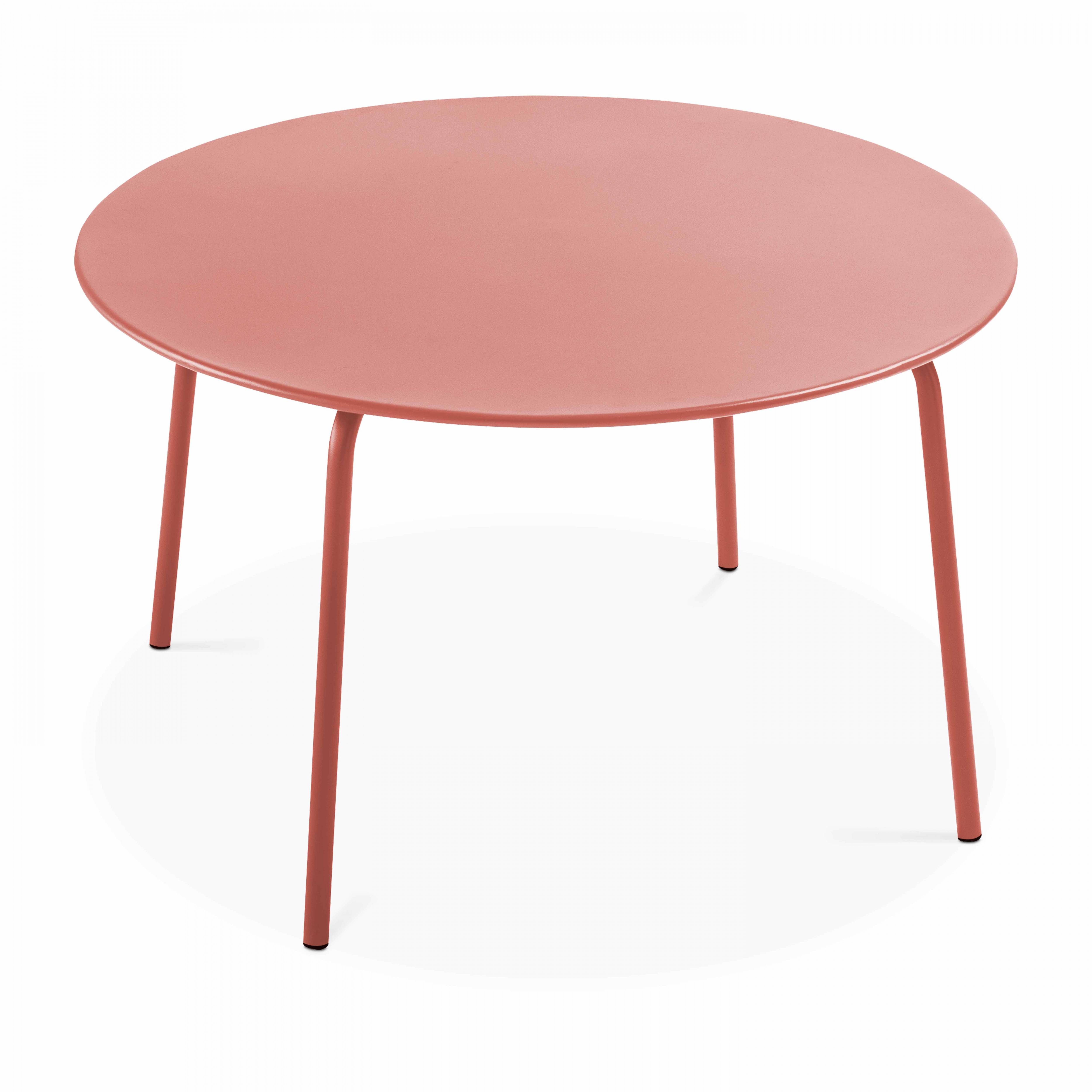 Oviala - Ensemble table de jardin ronde et 6 chaises en métal argile Palavas - Oviala - Imagen 5