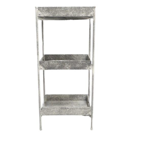 Présentoir trois étages en métal gris 45 x 33 x 105 cm Chemin de campagne