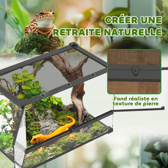 Terrarium verre noir 50 x 30 x 35 cm - PANGIVO - Image 7