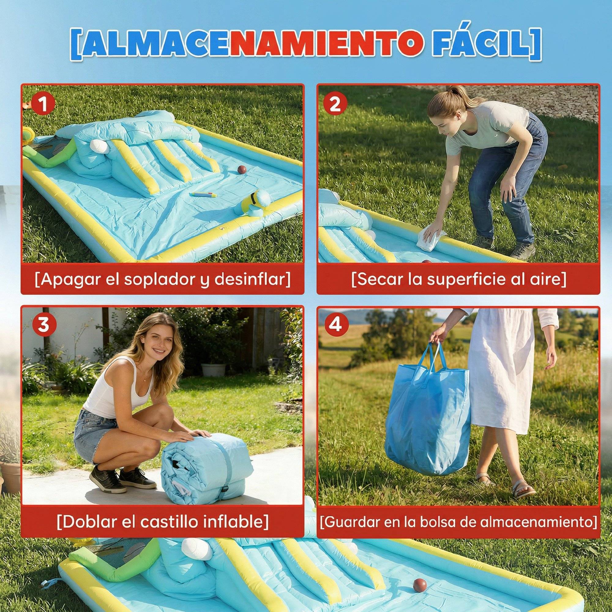 Château aquatique gonflable 7-en-1 souffleur 2 toboggans trampoline piscine basket et colonne boxe 426 × 360 × 198 cm - Image 10