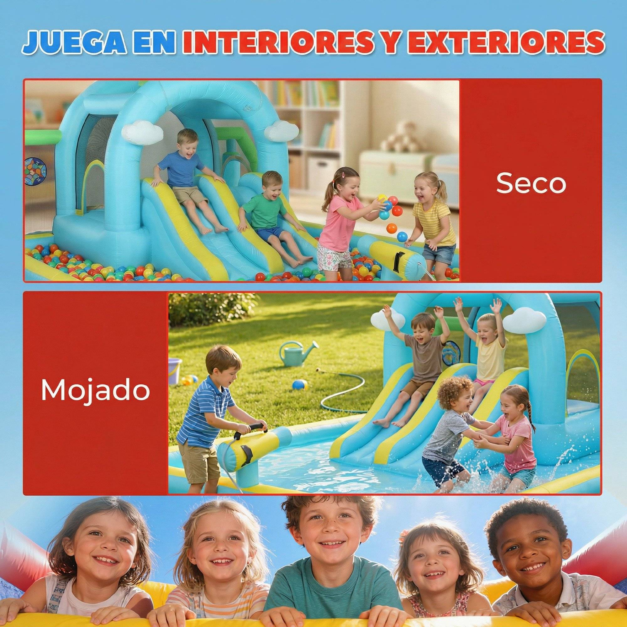 Château aquatique gonflable 7-en-1 souffleur 2 toboggans trampoline piscine basket et colonne boxe 426 × 360 × 198 cm - Image 8