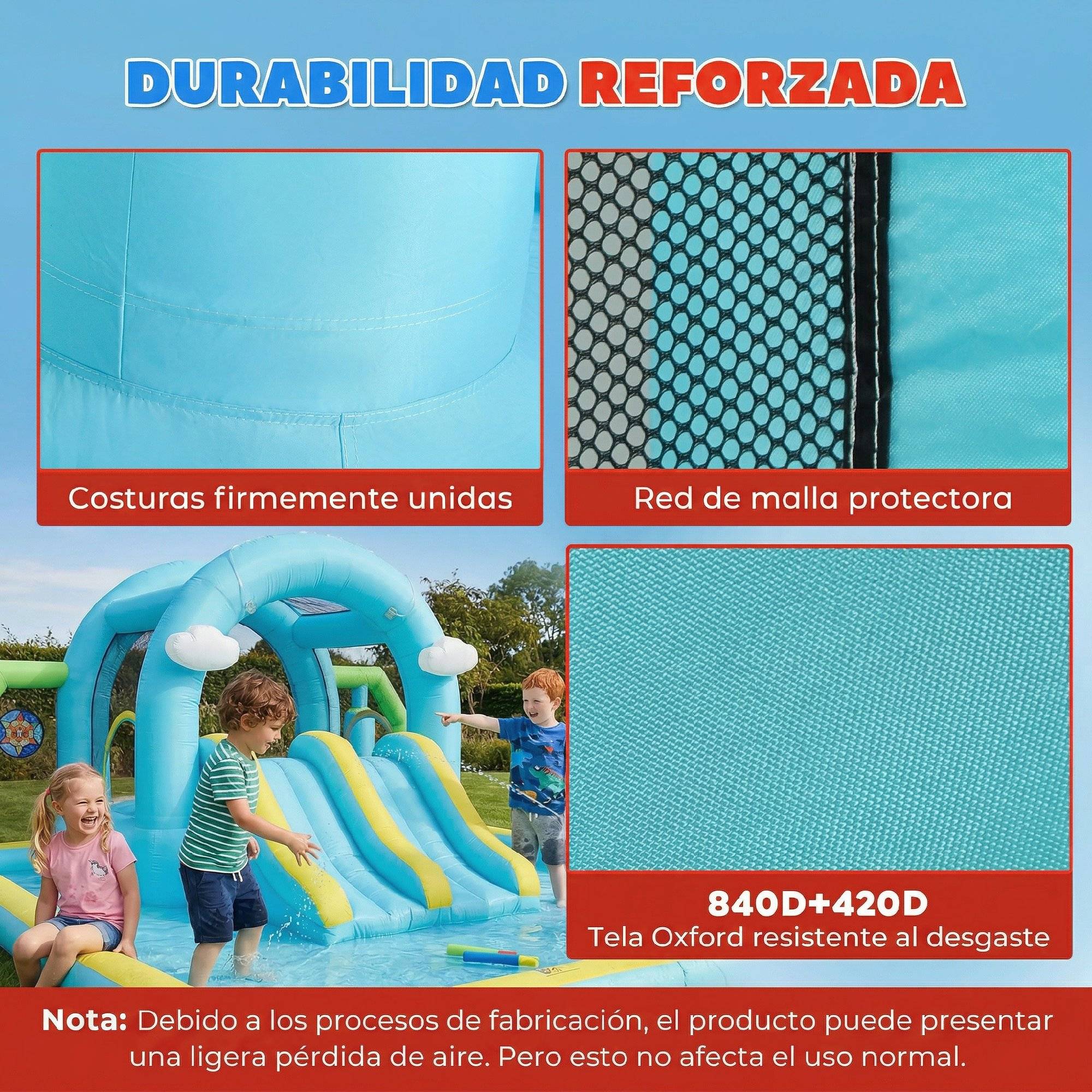 Château aquatique gonflable 7-en-1 souffleur 2 toboggans trampoline piscine basket et colonne boxe 426 × 360 × 198 cm - Image 7