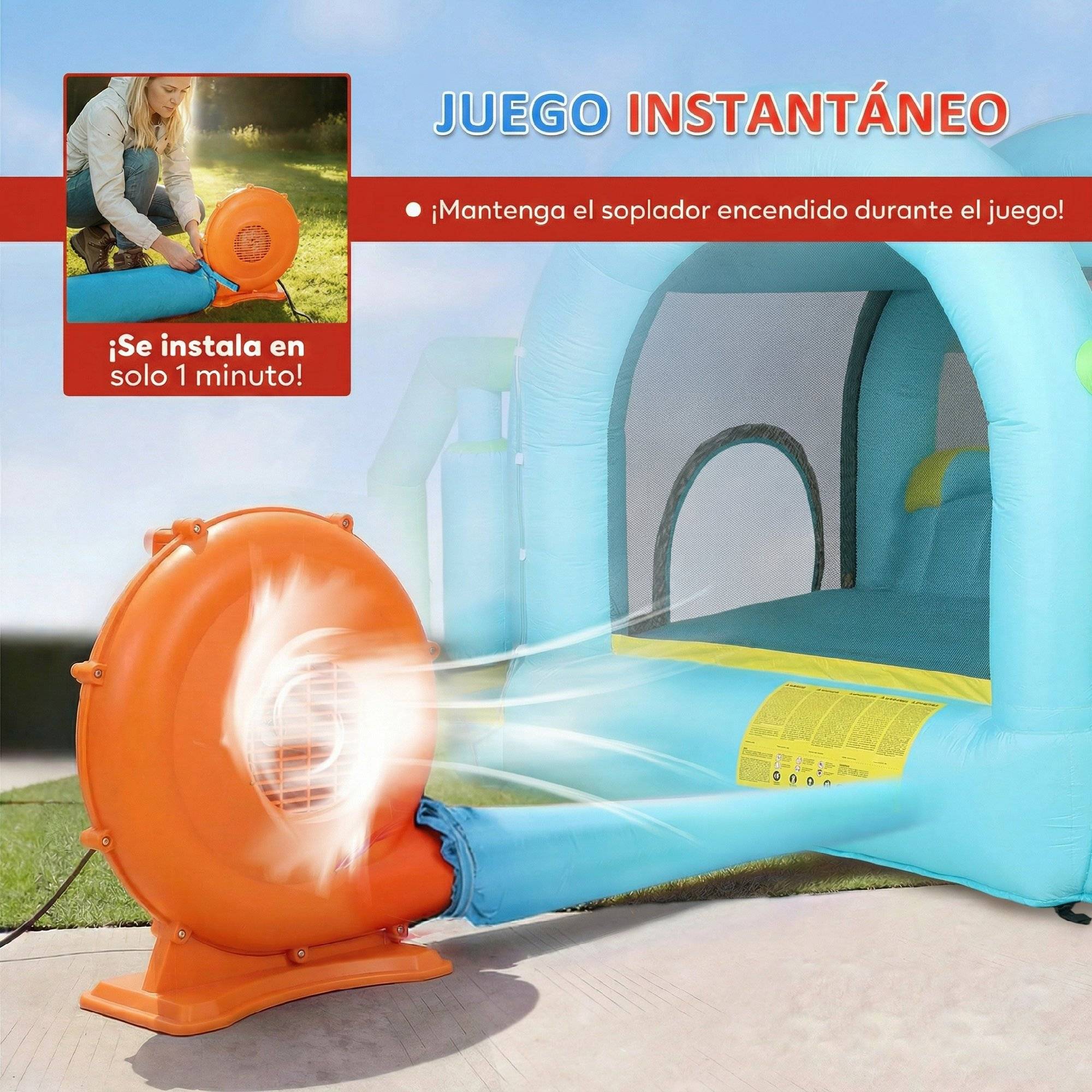 Château aquatique gonflable 7-en-1 souffleur 2 toboggans trampoline piscine basket et colonne boxe 426 × 360 × 198 cm - Image 9