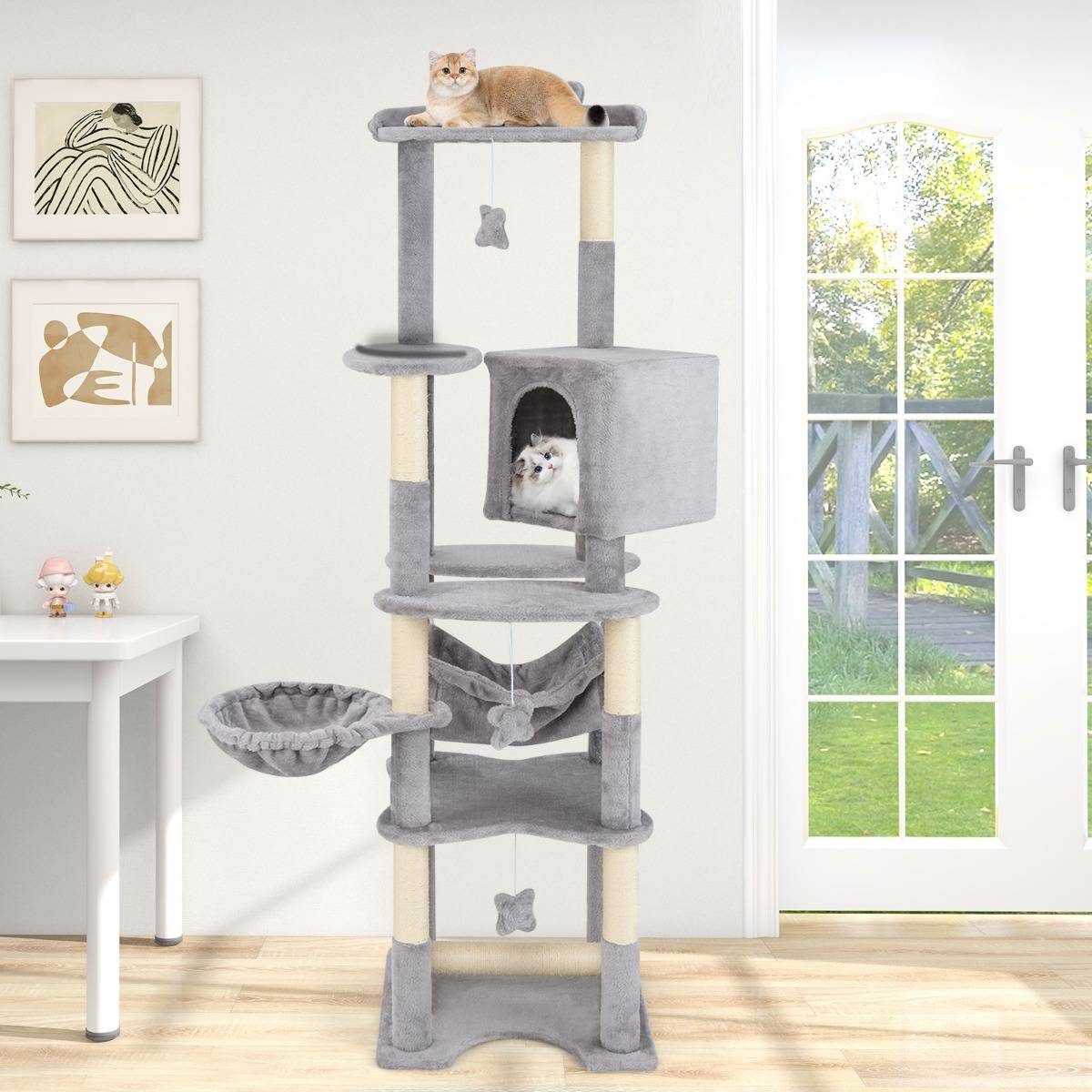 Maison Chic - Arbre à Chat Multi-niveaux de 176cm avec Perchoir Supérieur Condo Confortable Panier Hamac Poteaux - Image 3