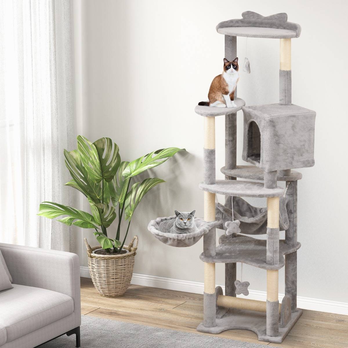 Maison Chic - Arbre à Chat Multi-niveaux de 176cm avec Perchoir Supérieur Condo Confortable Panier Hamac Poteaux - Image 2