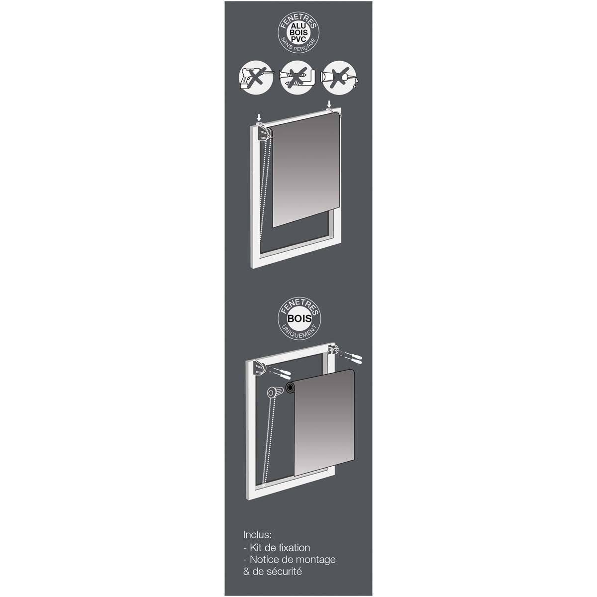 Store Enrouleur Tamisant "Lagune" 60x90cm Blanc & Gris - Image 3