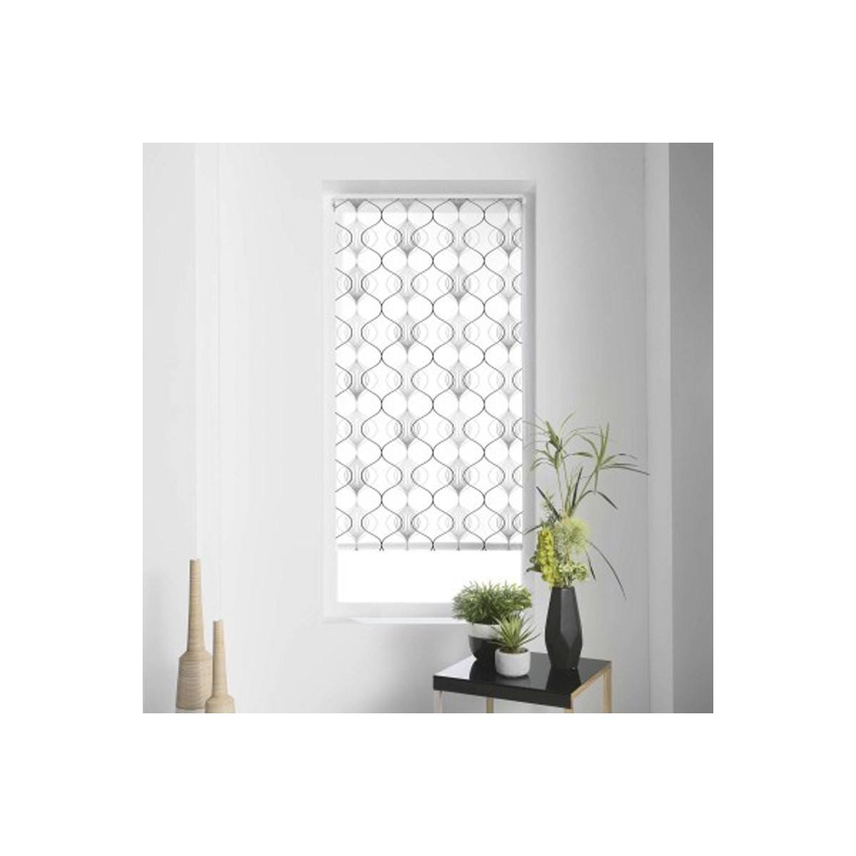 Store Enrouleur Tamisant "Lagune" 60x90cm Blanc & Gris - Image 1