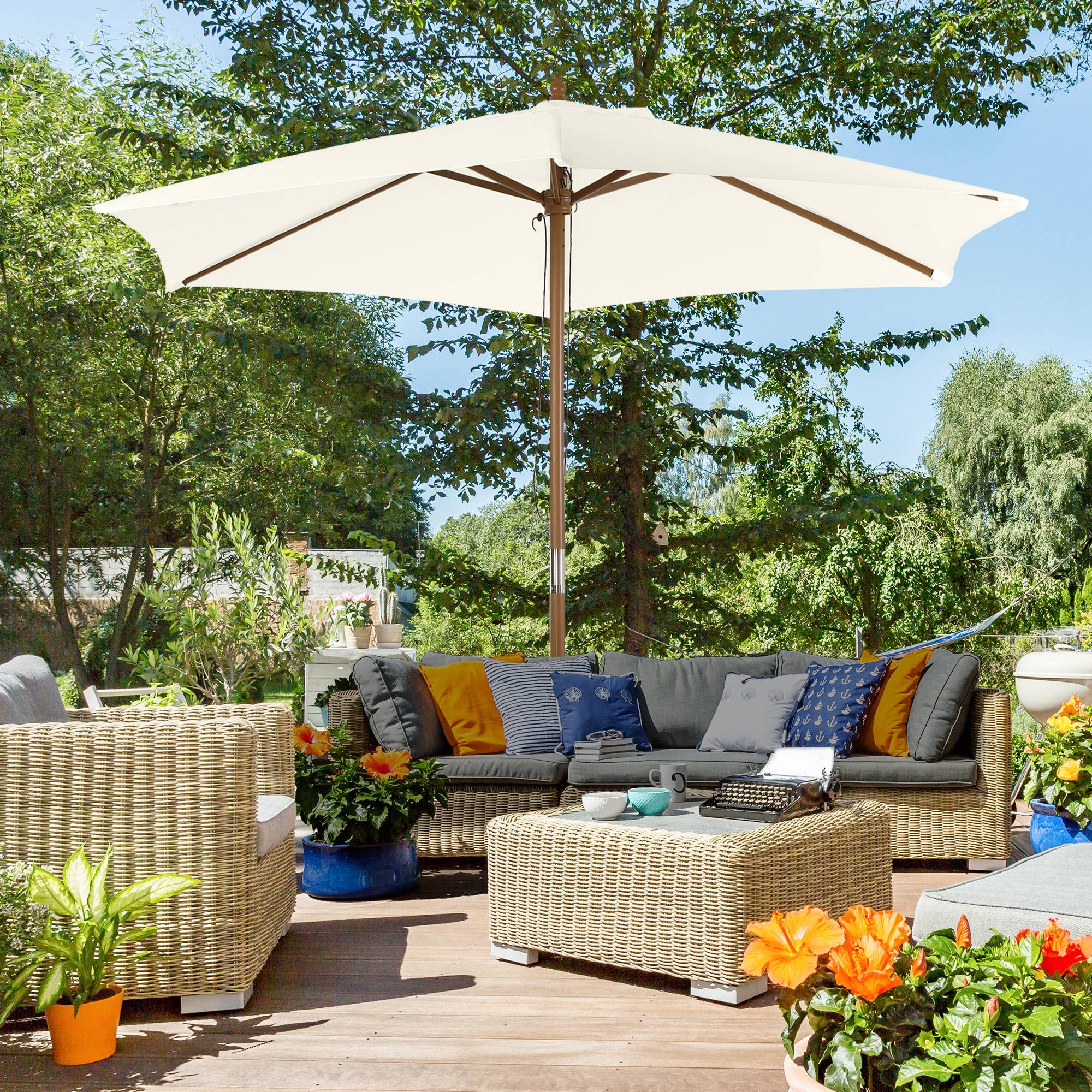 Parasol de jardin Bois Blanc 250x250x230 cm - Image 3