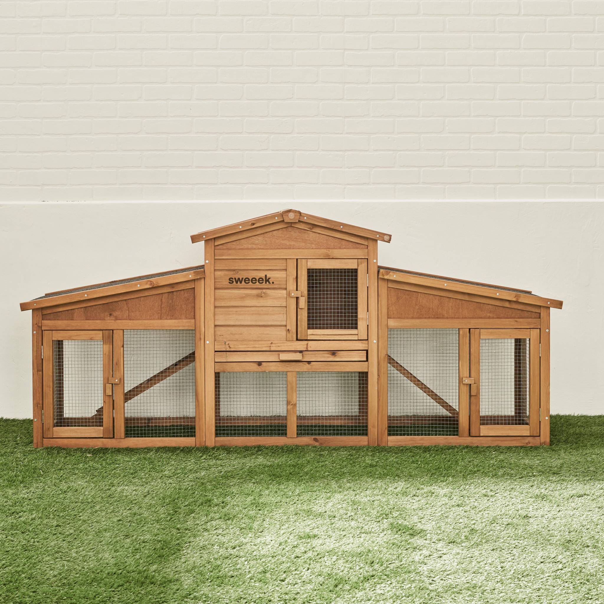 sweeek - Clapier en bois Angora pour lapin et autres rongeurs. 4 lapins. cage à lapin avec enclos. espace intérieur et extérieur. poulailler | sweeek - Image 3