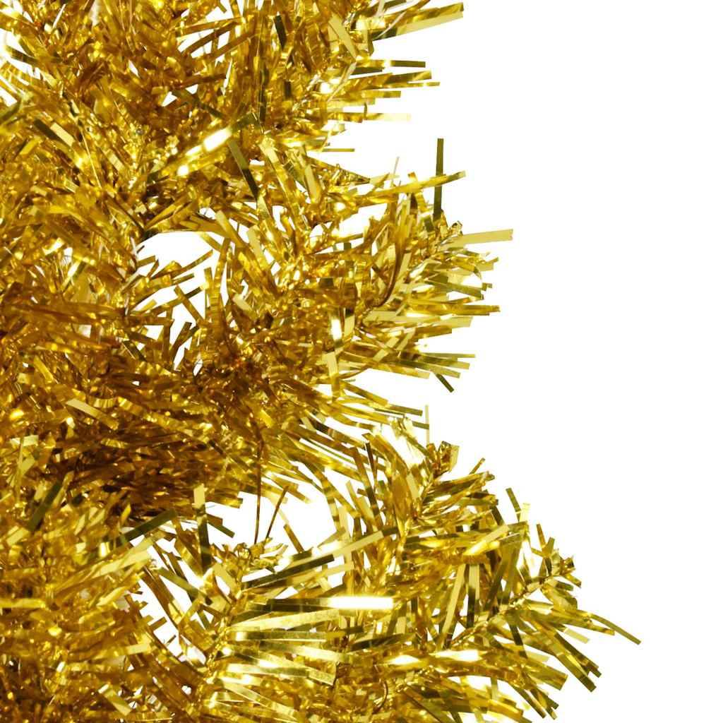 Demi Sapin de Noël | Arbre de Noël artificiel mince avec support Doré 210 cm Maison Chic - Image 6
