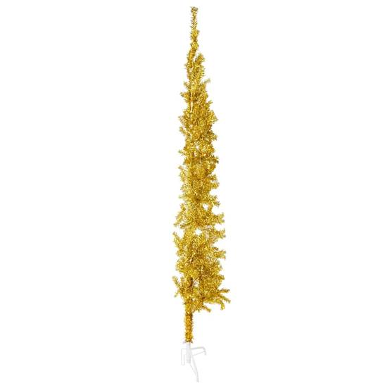 Demi Sapin de Noël | Arbre de Noël artificiel mince avec support Doré 210 cm Maison Chic - Image 3