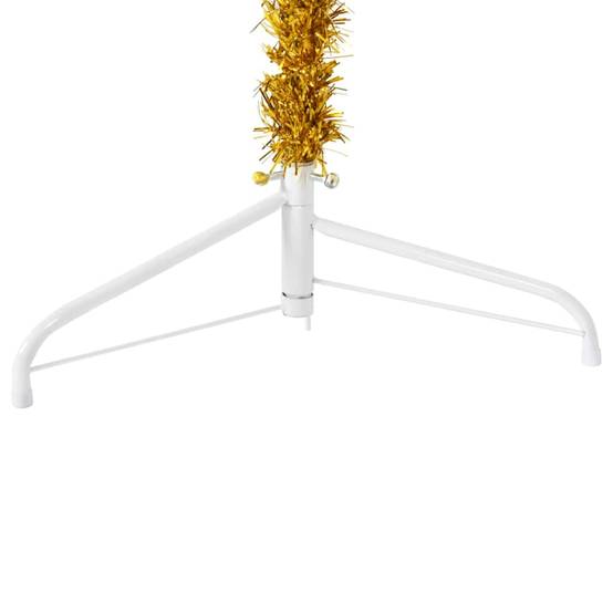 Demi Sapin de Noël | Arbre de Noël artificiel mince avec support Doré 210 cm Maison Chic - Image 5