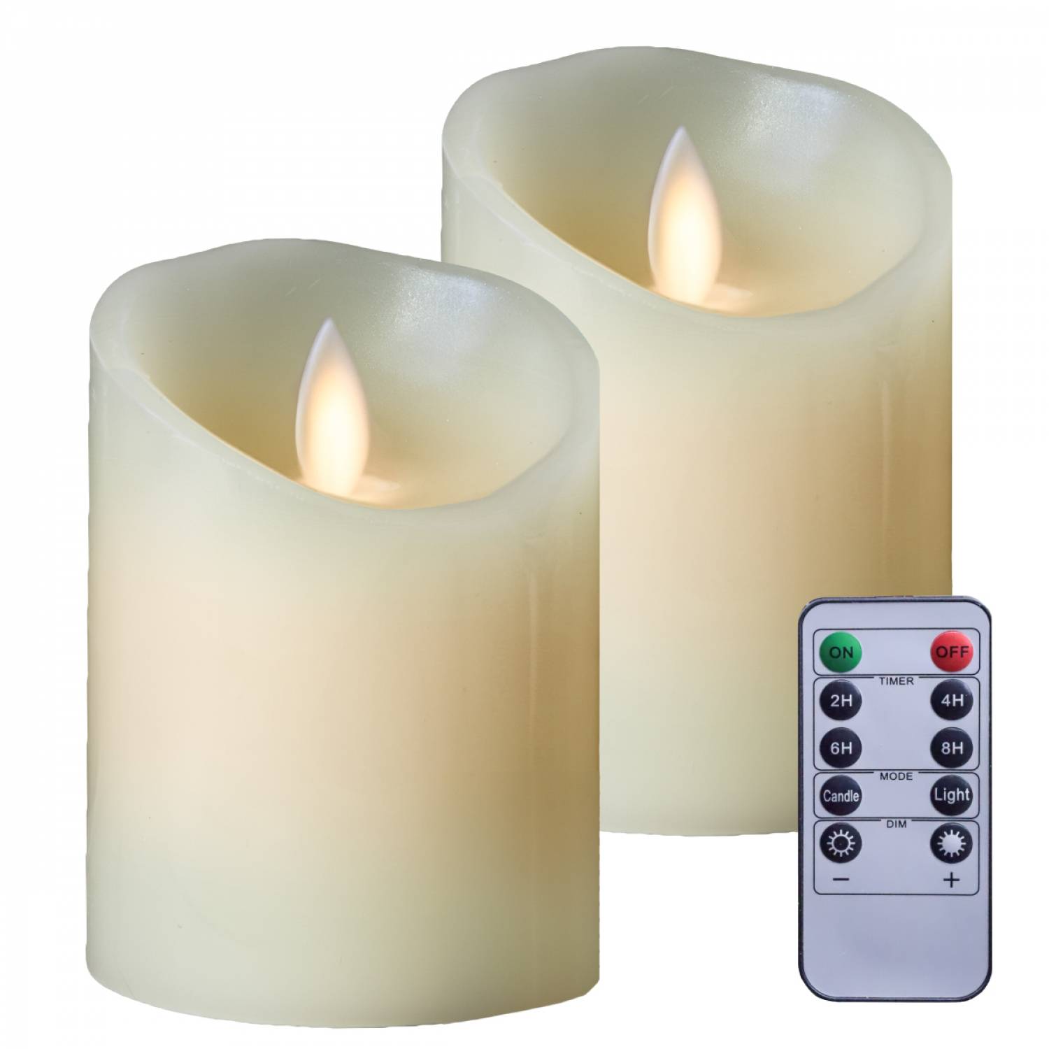 Lot de 2 bougies à LED 10 cm en cire avec télécommande, flamme vacillante - Vivezen - Imagen 1