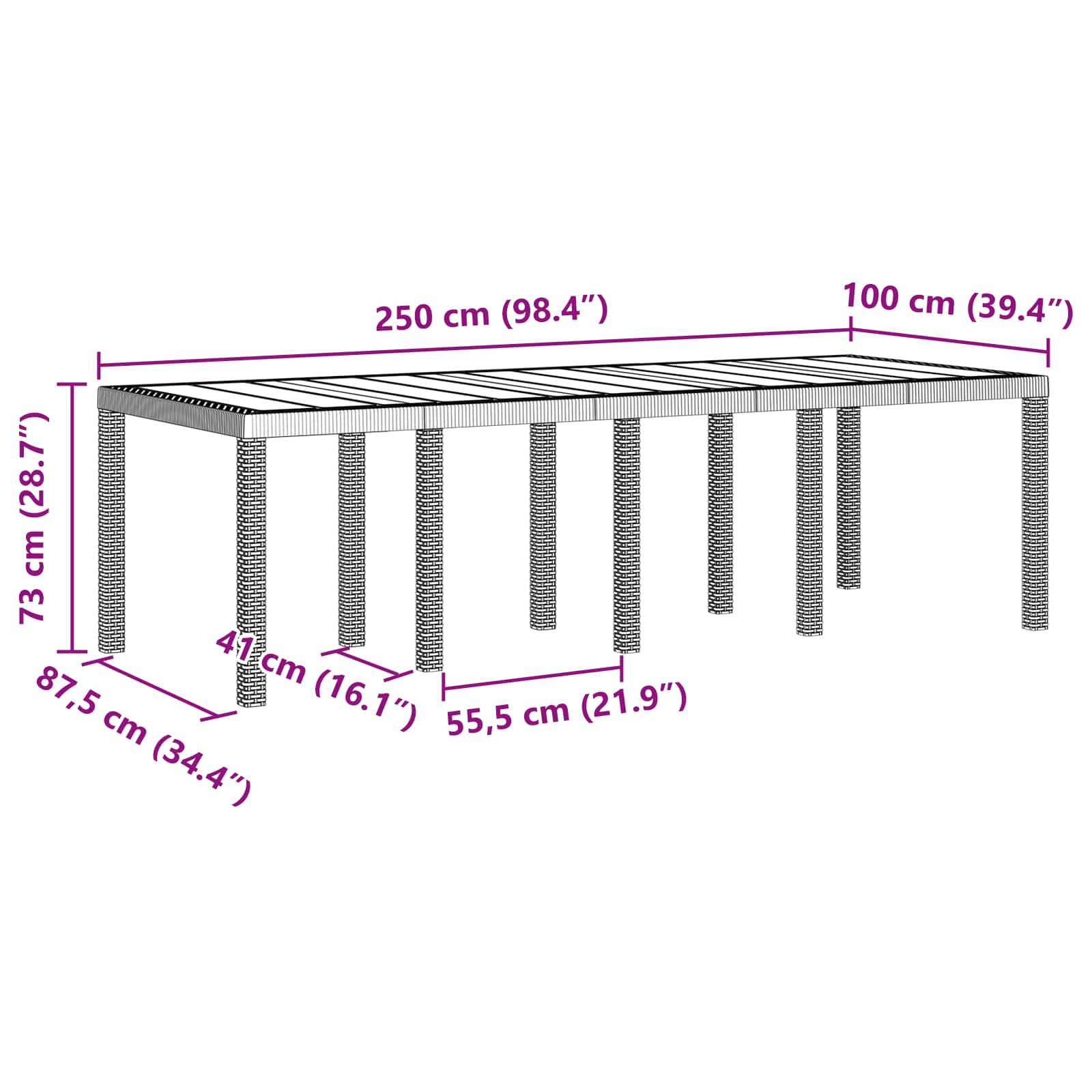 PANGIVO - Table de jardin polyrotin anthracite 250 x 100 x 73 cm - PANGIVO - Image 6