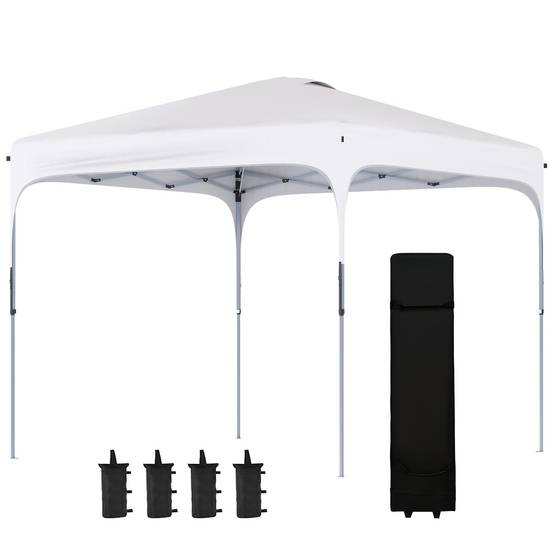 Sans Marque - Tonnelle de jardin 2,5 x 2,5 x 2,7 m, hauteur réglable, anti-UV, imperméable, 4 sacs de lestage et sac de transport, blanche - Image 2
