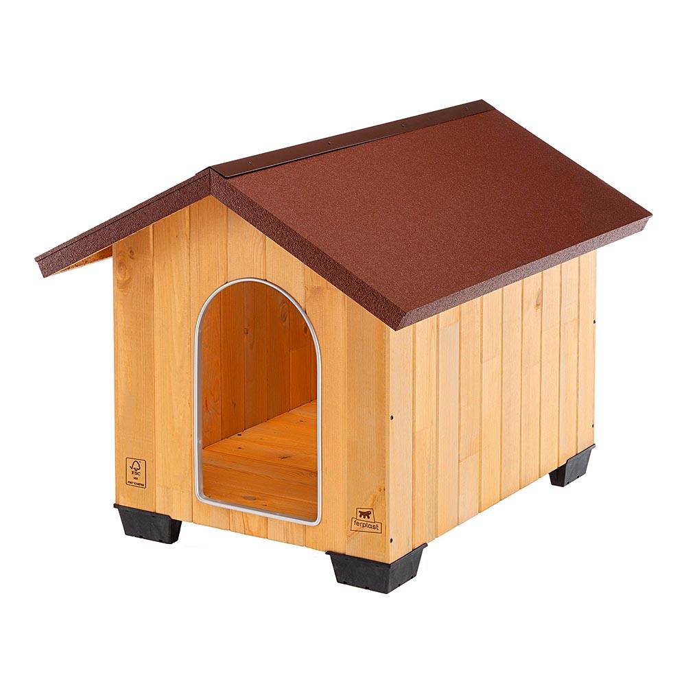 Ferplast - Ferplast Niche pour chiens pour l'extérieur DOMUS LARGE, bois FSC, Pieds isolants en plastique, Grille pour l'aération, Porte anti-morsures en - Imagen 1