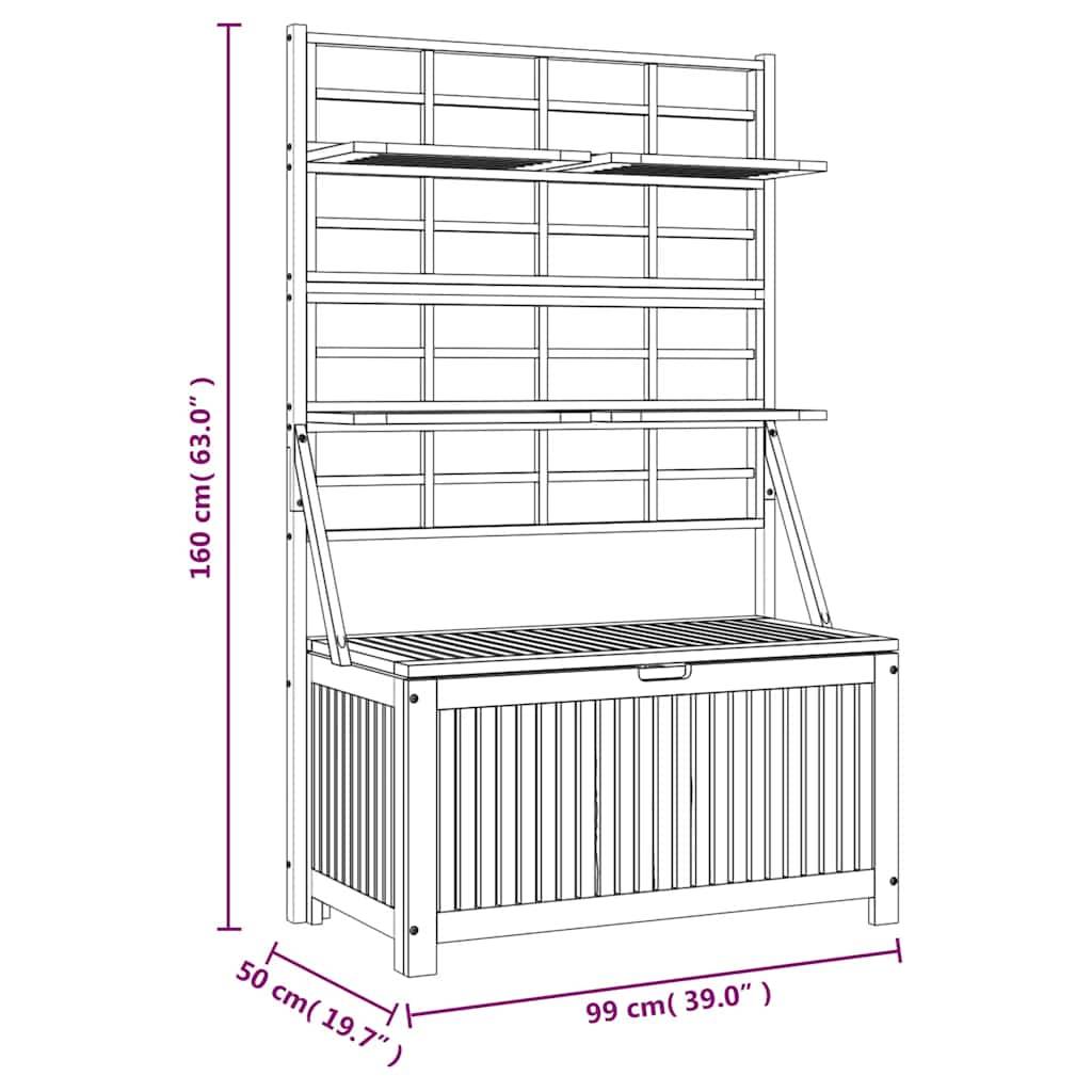 Boîte de rangement avec treillis bois d'acacia naturel 99 x 50 x 160 cm - PANGIVO - Image 10