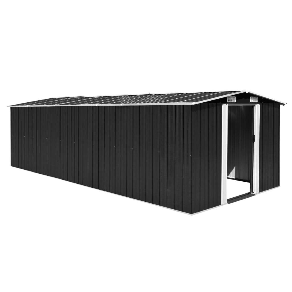 Helloshop26 - Abri de jardin cabane cabanon maison de stockage remise extérieur hangar outils robuste 257 x 580 x 181 cm métal anthracite - Imagen 1