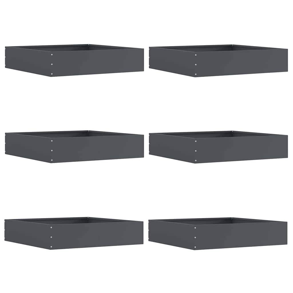 Bordure carrée acier aménagement jardin parterres fleurs 60x60cm anthracite 6pcs - ComfortXL Outdoor Living - Image 2