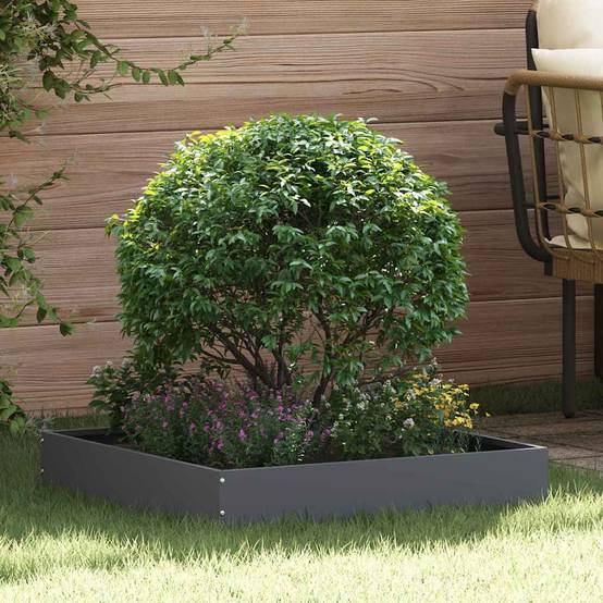 Bordure carrée acier aménagement jardin parterres fleurs 60x60cm anthracite 6pcs - ComfortXL Outdoor Living - Image 1