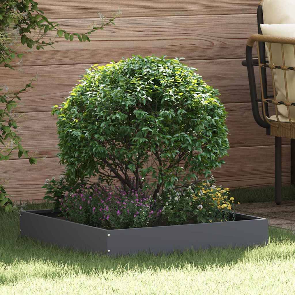 Bordure carrée acier aménagement jardin parterres fleurs 60x60cm anthracite 6pcs - ComfortXL Outdoor Living - Image 1