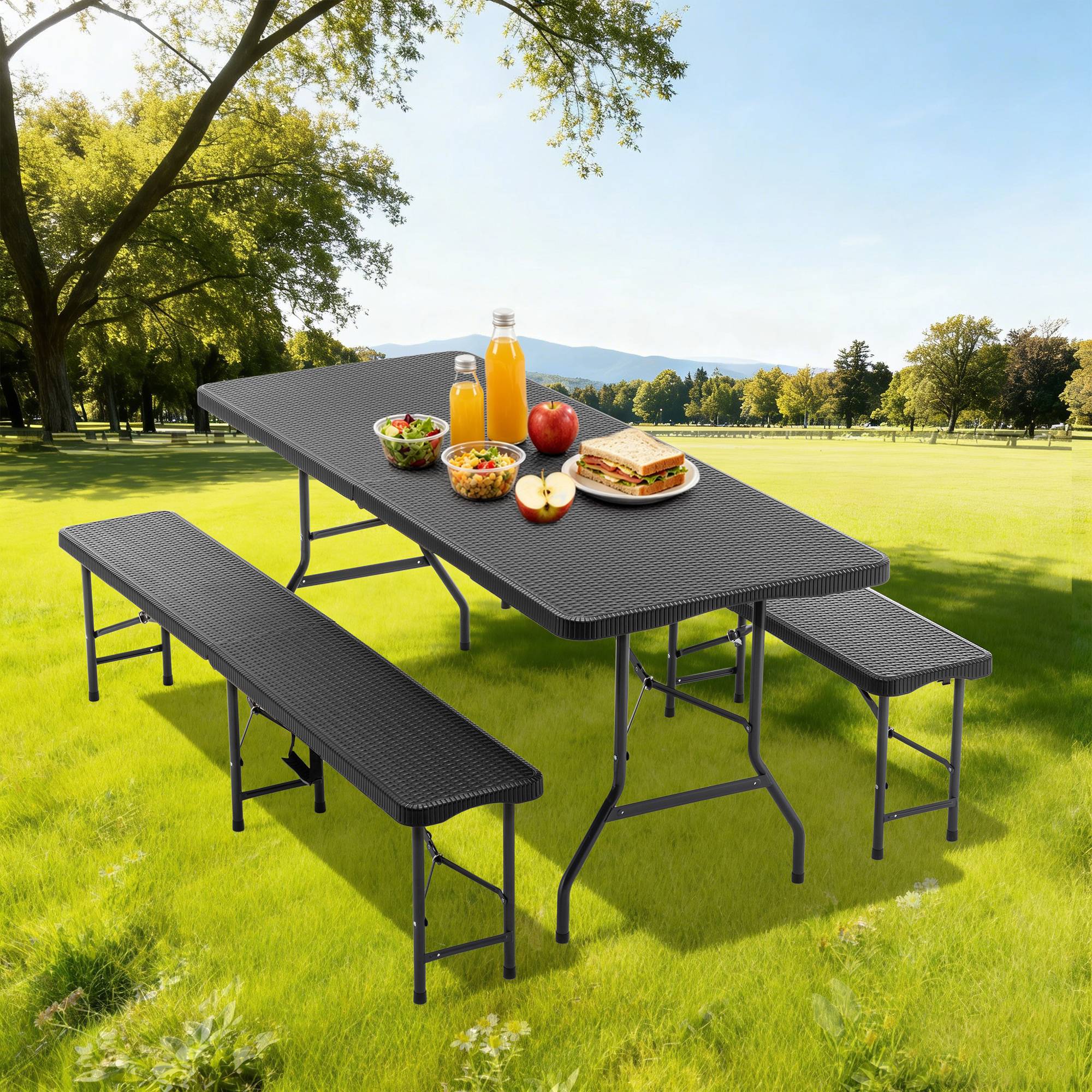 Table pliante + 2 bancs – robuste, imperméable, résiste au soleil - Image 7